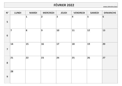 Calendrier Février 2022 à Consulter Ou Imprimer Calendrierbest