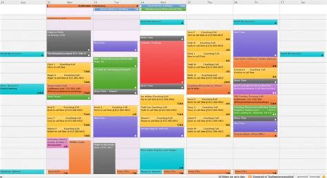 Professional Color Coded Schedule Template Excel