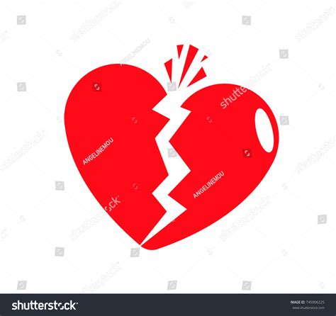 Red Heart Broken Sad Separation Vector Stock Vector Royalty Free