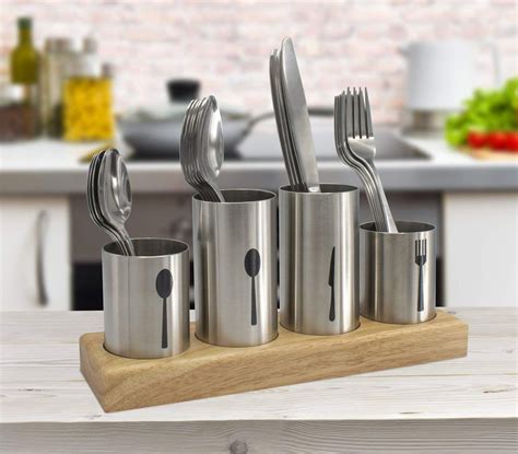 Silverware Holder With Caddy For Spoons Knives Forks Etc — Ideal For