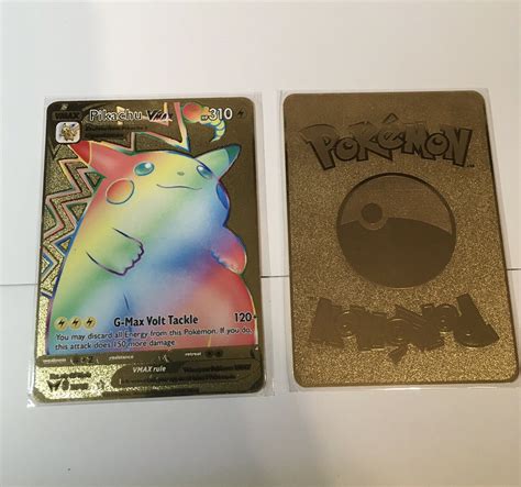 Mavin Pikachu Vmax Rainbow Shiny Gold Metal Collectible Pokemon Card Nm
