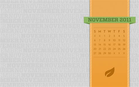 November 2011 Desktop Calendar Wallpaper Paper Leaf