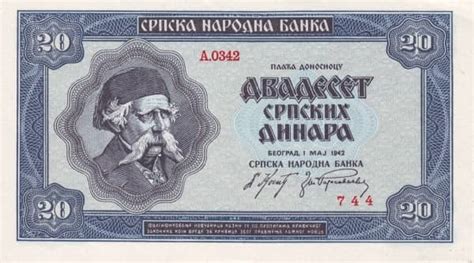Billete 20 Dinara 1942 Serbia Valor Actualizado Foronum