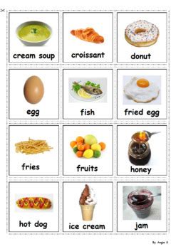 The theme food splits into several parts. Food Vocabulary Cards for Special Education by Angie S | TpT