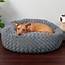 FurHaven Curly Fur Bolster Dog Bed W/Removable Cover Silver Frosting 