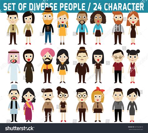 Stock Vector Set Of Full Body Diverse Business People Infographic