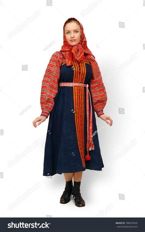 Russian Woman Traditional Costume 18th Centurygirl Stock Photo