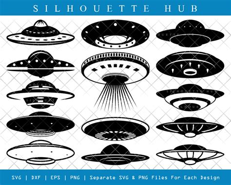 Ufo Silhouette Ufo Svg Cut File Alien Ship Svg Flying Etsy