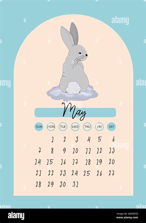Calendar For 2023 Year Of The Rabbit Vector Calendar Template Vertical