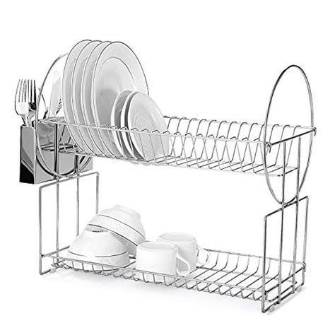 Glotoch Dish Drying Rack 2 Tier Dish Rack With Utensil Holder Cup