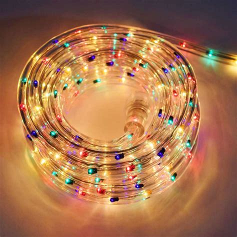 216 Multi Color Led Mini Christmas Rope Lights 18 Ft Clear Wire