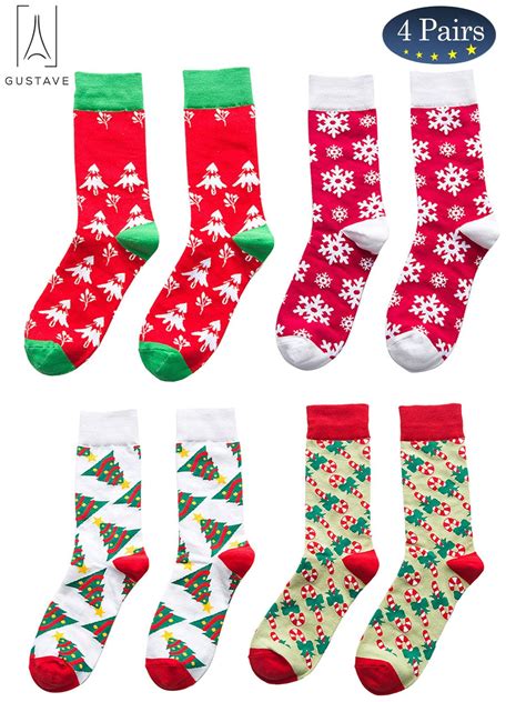 Gustave GustaveDesign Set Of Pairs Christmas Holiday Socks Fabric Crew Socks Warm Winter