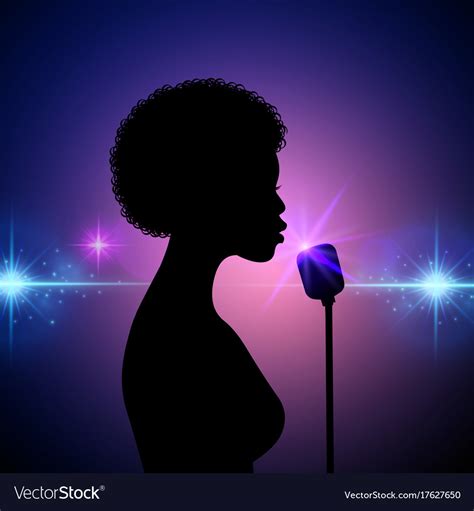 Silhouette Of A Female Singer On An Abstract Vector Image