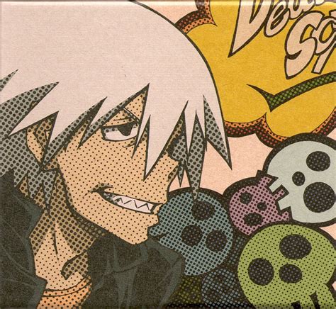 An Anime Character With White Hair And Skull Decorations On His Face