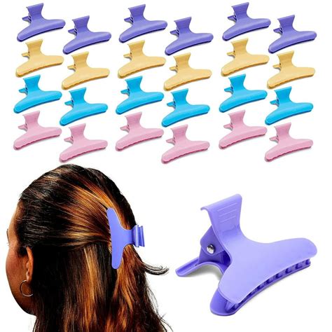 24 Pack Butterfly Clamps Salon Hair Claw Clips For Women Styling And