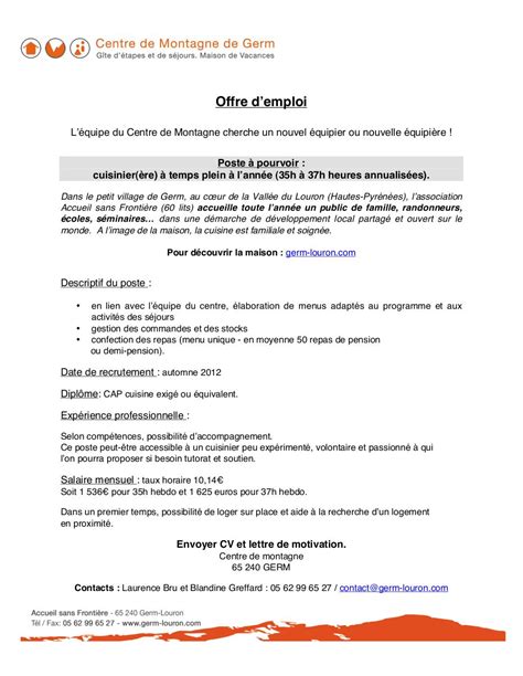 Lettre De Motivation Offre D'emploi Boulangerie  Perodua c