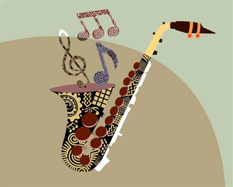 Saxophone Music Art Musical Notes Art Print Abstract By