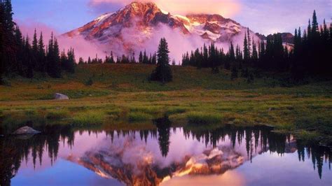 Nature Landscape Reflection Lake Trees Forest Clouds