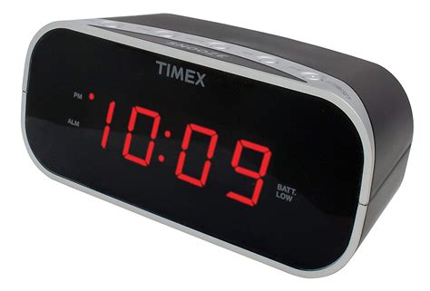 T121b Alarm Clock With 07 Inch Red Display Black 24 Hour Set And