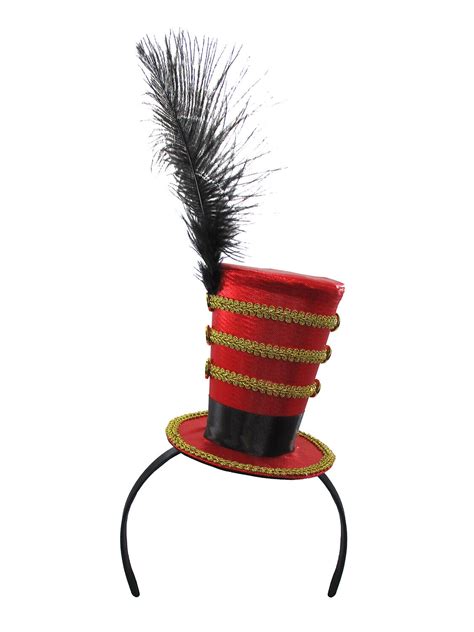 Mini Ringleader Circus Ringmaster Majorette Red Top Hat Headband