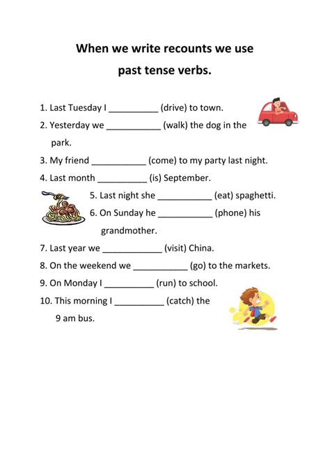 Complete The Sentences In Past Tense Worksheet