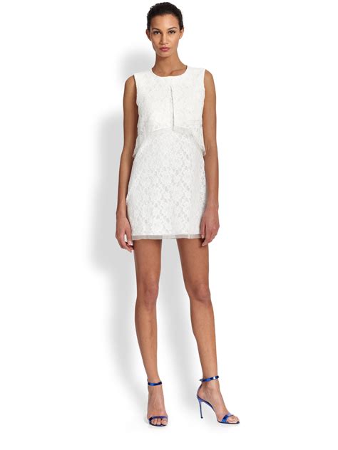 Lyst Bcbgmaxazria Amelie Sleeveless Lace Shift Dress In White