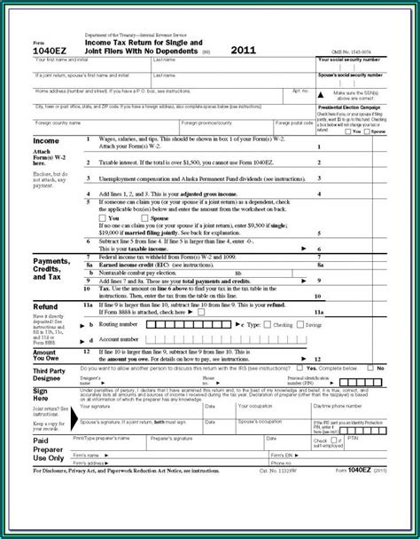 1040ez Tax Form Form Resume Examples Abpv5ev1zl