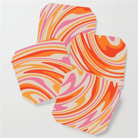 70s Retro Swirl Color Abstract Coaster By Trajeado14 Society6