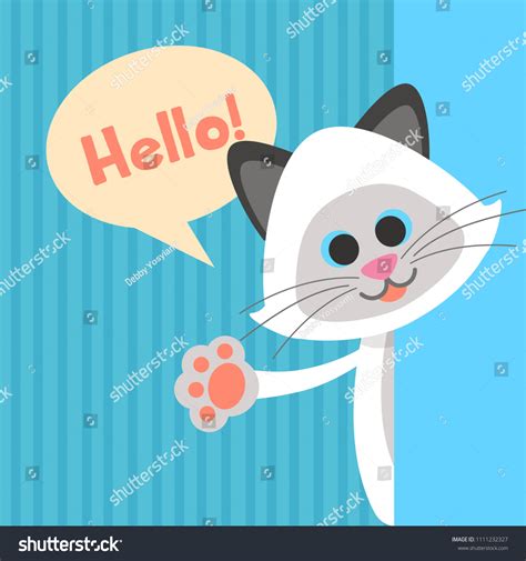 Cat Saying Hello Illustration Stock Vector Royalty Free 1111232327