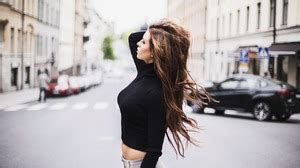 Josefine Forsberg Women Model Long Hair Brunette Crop Top Bare Midriff