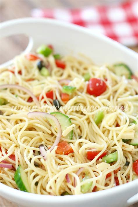 Italian dressing from scratch is best—and easy! Spaghetti Salad - The Country Cook