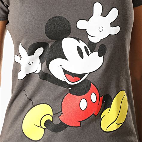 Mickey Mouse Tee Shirt Femme Exciting Face Gris
