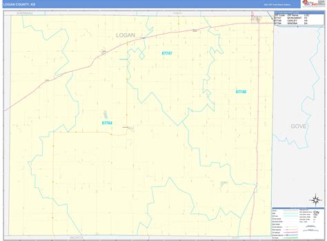 Logan County Ks Zip Code Wall Map Basic Style By Marketmaps