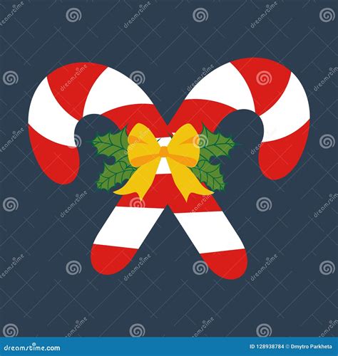 Candy Cane Decorated With Bow Illustration Stock Vector Illustration