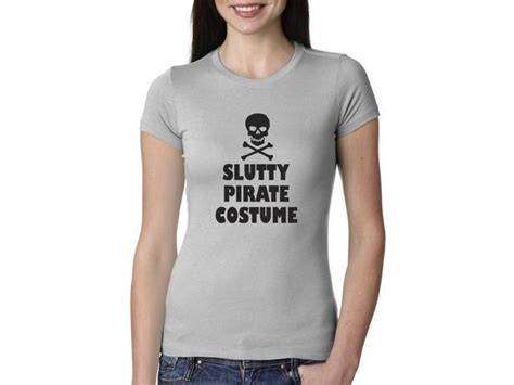 Womens Slutty Pirate Costume T Shirt Cheap And Funny Halloween Costume