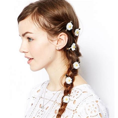 10 Set Summer Style Daisy Girls Hair Clips Metal Clip With Flowers Lady