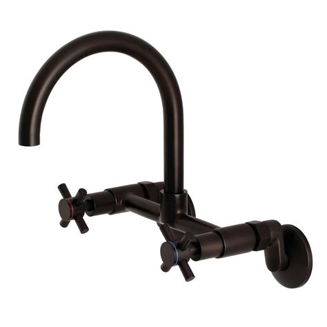 Wall mount kitchen faucets are made with solid materials making them durable. Kingston Brass Modern Adjustable Center 2-Handle Wall ...