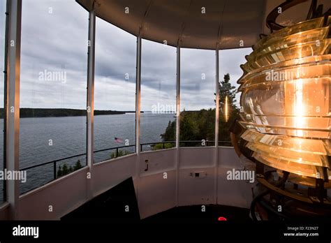 Fourth Order Fresnel Lens Lit Up Inside The Owls Head Light Station In