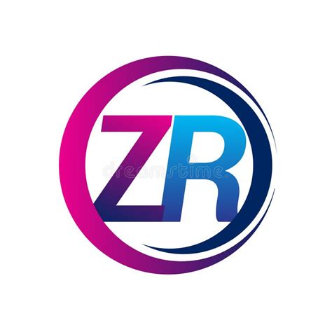 Initial Letter Logo Zr Company Name Blue And Magenta Color On Circle