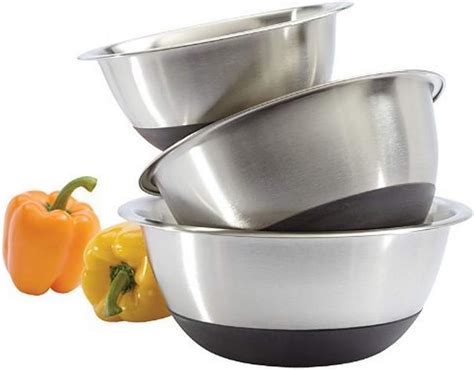Amco Non Skid Bottom Stainless Steel Mixing Bowls Set Of 3