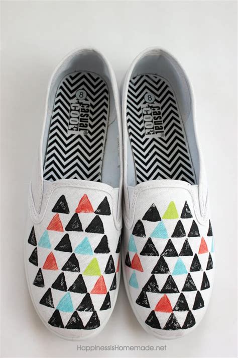 80s Inspired Geometric Stamped Shoes Tutorial Happiness