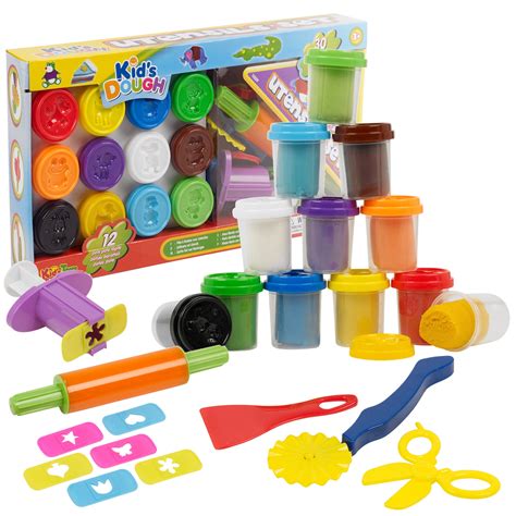 42 Piece Play Dough Craft Utensil Shapers And Tubs T Set Childrens