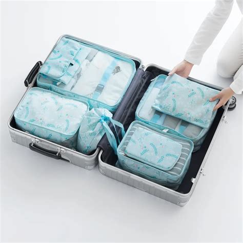 Travel 8pcsset Organizers Bag Cloth Mesh Bag In Bag Travelling Luggage