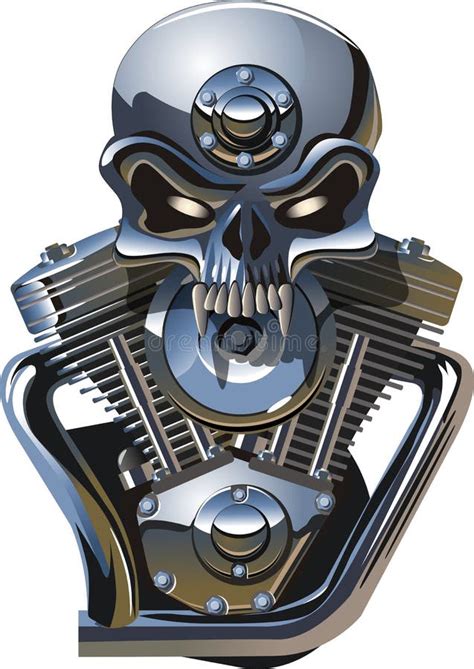 Vector Metall Skull With Engine Stock Vector Illustration Of Insert