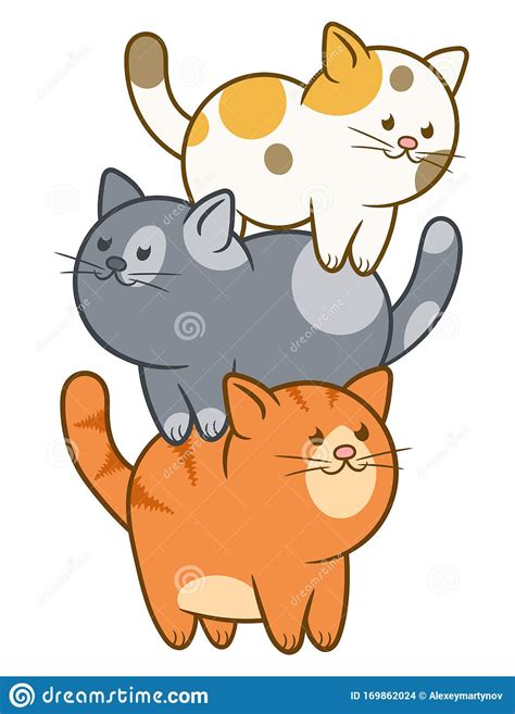Cartoon Standing Cat Tower Stock Vector Illustration Of Kitten 169862024