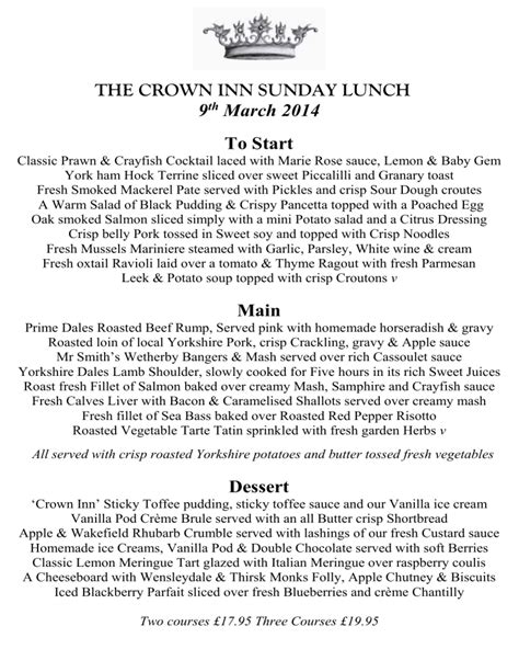 The Crown Inn Sunday Lunch