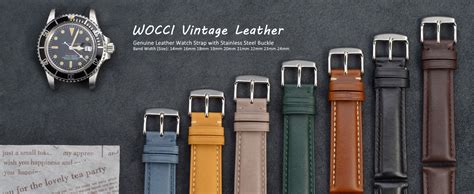 Wocci Vintage Leather Watch Straps With Stainless Silver Buckle