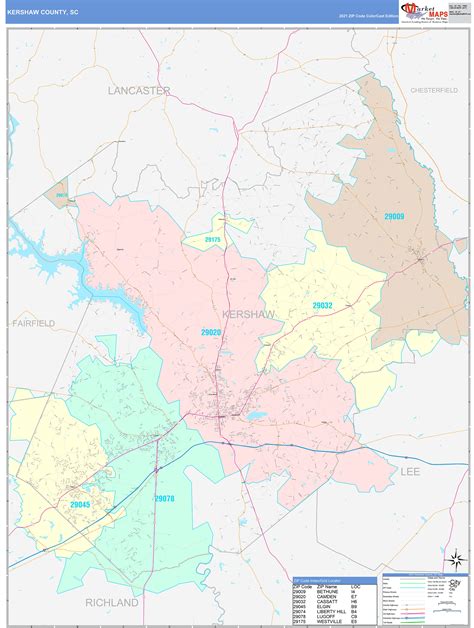 Kershaw County Sc Wall Map Color Cast Style By Marketmaps Mapsales Com