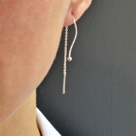 Silver Wave Pull Through Chain Earrings By Martha Jackson Sterling