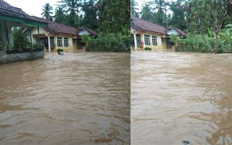 Air Sungai Way Ratai Meluap Hari Ini Puluhan Rumah Di Desa Banjaran